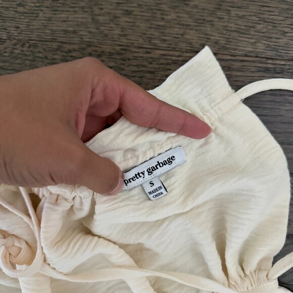 Cream Ruffle Crop Top - Picture 4 of 7